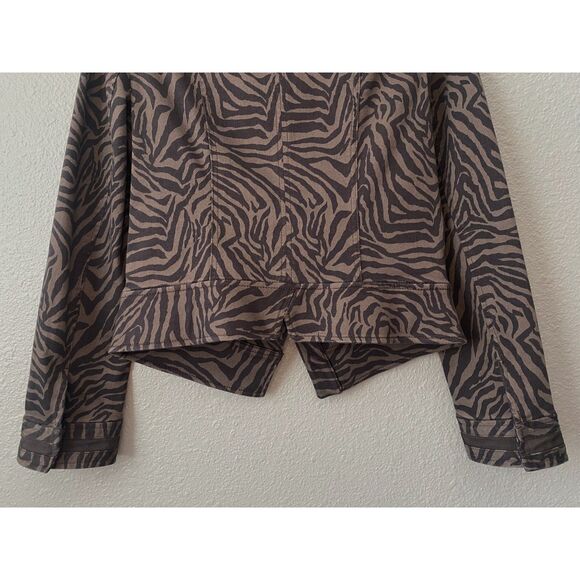 WHBM Espresso Zebra Print Denim Jacket - Picture 7 of 8